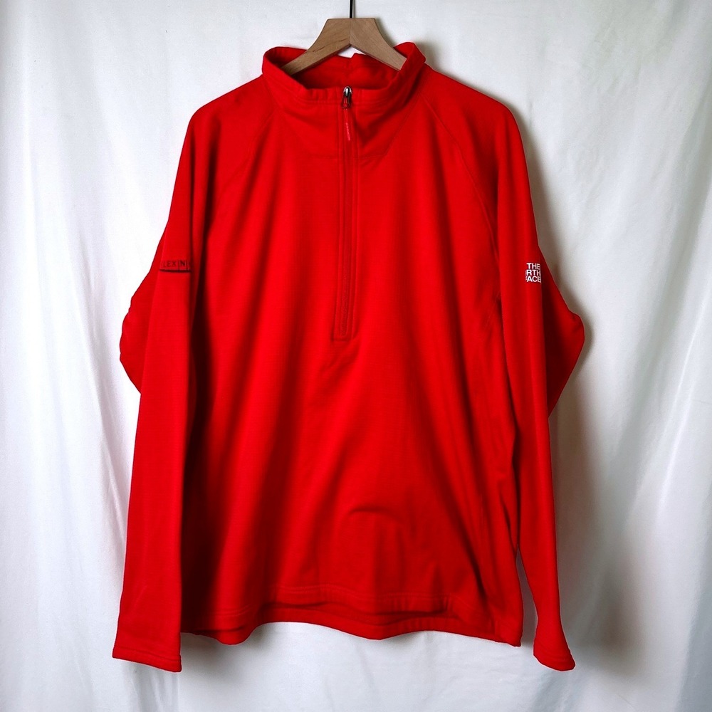 The North Face Mens Quarter Zip Waffle Fleece Pullover Size XXL Red Outdoor
